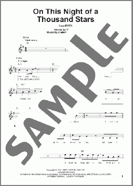 On This Night Of A Thousand Stars(Tim Rice/Andrew Lloyd Webber) 楽譜 その他 ダウンロード
