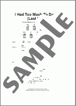 I Had Too Much To Dream (Last Night)(The Electric Prunes) 楽譜 ウクレレ（弾き語り） ダウンロード