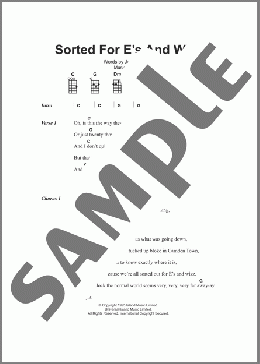 Sorted For E's And Wizz(Pulp) 楽譜 ウクレレ（弾き語り） ダウンロード