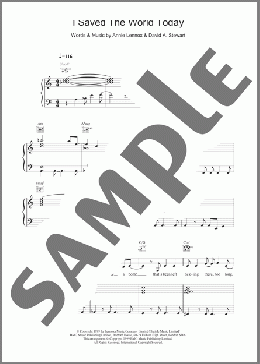 I Saved The World Today(Eurythmics) 楽譜 その他 ダウンロード