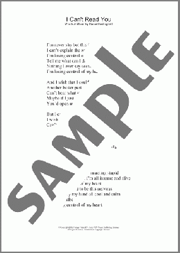 I Can't Read You(Daniel Bedingfield) 楽譜 その他 ダウンロード