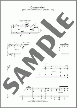 Consolation(Felix Mendelssohn) 楽譜 ピアノ（ソロ） ダウンロード