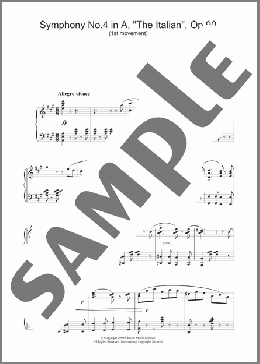 Symphony No.4 in A, 'The Italian', Op.90 (1st Movement)(Felix Mendelssohn) 楽譜 ピアノ（ソロ） ダウンロード