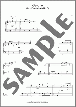 Gavotte (from French Suite No. 5)(Johann Sebastian Bach) 楽譜 ピアノ（ソロ） ダウンロード