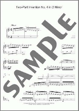Two-Part Invention No. 4 in D Minor(Johann Sebastian Bach) 楽譜 ピアノ（ソロ） ダウンロード