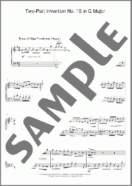 Two-Part Invention No. 10 in G Major(Johann Sebastian Bach) 楽譜 ピアノ（ソロ） ダウンロード
