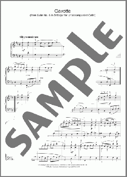 Gavotte (from Suite No. 6 in D Major for Unaccompanied Cello)(Johann Sebastian Bach) 楽譜 ピアノ（ソロ） ダウンロード