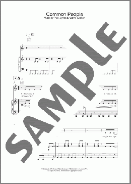 Common People(Pulp) 楽譜 ピアノ & ボーカル & ギター ダウンロード