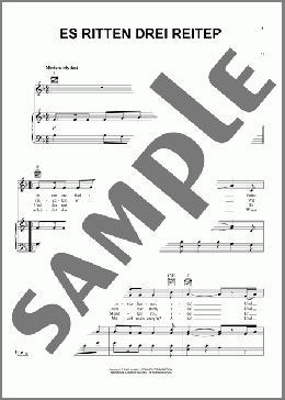 Es Ritten Drei Reiter (Three Knights Rode Forth)(German Folksong) 楽譜 ピアノ & ボーカル & ギター ダウンロード