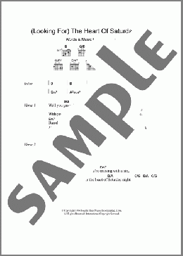 (Looking For) The Heart Of Saturday Night(Tom Waits/Shawn Colvin) 楽譜 ギター（コード） ダウンロード