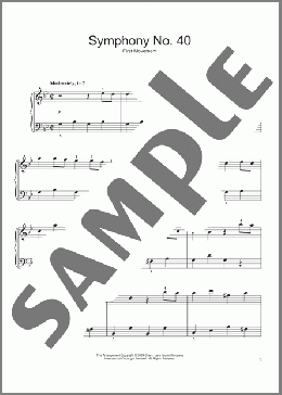 Symphony No. 40 in G Minor, First Movement Excerpt(Wolfgang Amadeus Mozart) 楽譜 ピアノ（ソロ） ダウンロード