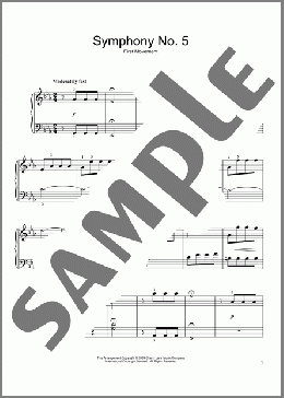 Symphony No. 5 in C Minor, First Movement Excerpt(Ludwig Van Beethoven) 楽譜 ピアノ（ソロ） ダウンロード