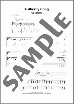 Authority Song(John Mellencamp) 楽譜 ギタースコア ダウンロード