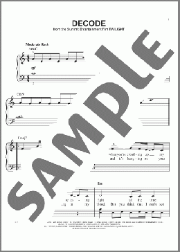 Decode(Twilight (Movie)/Paramore) 楽譜 ピアノ（ソロ） ダウンロード