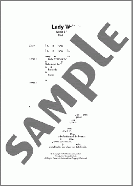 Lady Writer(Dire Straits) 楽譜 ギター（コード） ダウンロード