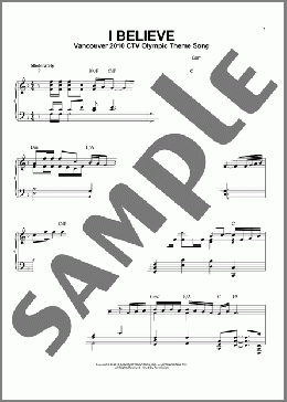 I Believe(Stephan Moccio/Nikki Yanofsky/Annie Villeneuve) 楽譜 ピアノ（ソロ） ダウンロード