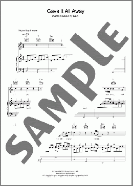 Gave It All Away(Boyzone) 楽譜 その他 ダウンロード