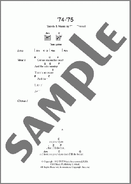 '74-'75(The Connells) 楽譜 ギター（コード） ダウンロード