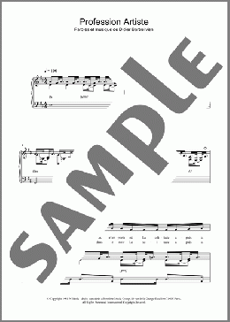 Profession Artiste(Didier Barbelivien) 楽譜 ピアノ & ボーカル ダウンロード