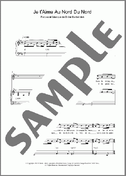 Je T'aime Au Nord Du Nord(Didier Barbelivien) 楽譜 ピアノ & ボーカル ダウンロード