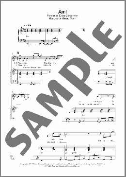 Ami(Didier Barbelivien) 楽譜 ピアノ & ボーカル ダウンロード