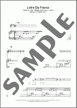 Lettre De France(Didier Barbelivien) 楽譜 ピアノ & ボーカル ダウンロード