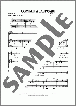 Comme A L'epoque(Didier Barbelivien) 楽譜 ピアノ & ボーカル ダウンロード