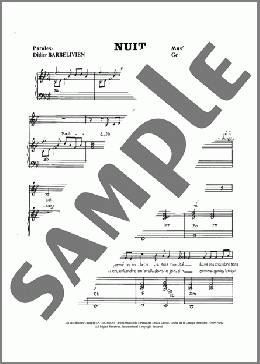 Nuit(Didier Barbelivien) 楽譜 ピアノ & ボーカル ダウンロード