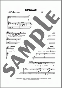 Sunday(Didier Barbelivien) 楽譜 ピアノ & ボーカル ダウンロード