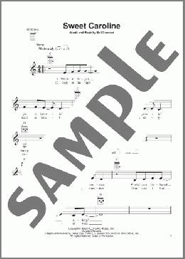 Sweet Caroline(Neil Diamond) 楽譜 ウクレレ（弾き語り） ダウンロード