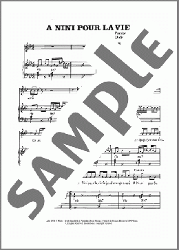 A Nini Pour La Vie(Didier Barbelivien) 楽譜 ピアノ & ボーカル ダウンロード