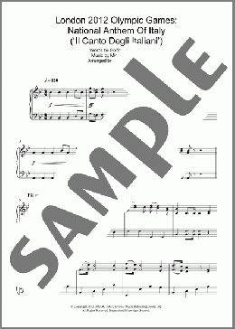 London 2012 Olympic Games: National Anthem Of Italy ('Il Canto Degli Italiani')(Philip Sheppard) 楽譜 ピアノ（ソロ） ダウンロード