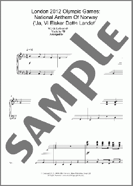 London 2012 Olympic Games: National Anthem Of Norway ('Ja, Vi Elsker Dette Landet')(Philip Sheppard) 楽譜 ピアノ（ソロ） ダウンロード