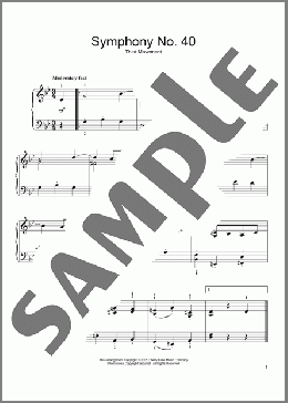 Symphony No. 40 in G Minor, Third Movement ("Minuet")(Wolfgang Amadeus Mozart) 楽譜 ピアノ（ソロ） ダウンロード