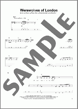 Werewolves Of London(Warren Zevon) 楽譜 ベース ダウンロード
