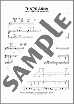 That's Anna(Sammy Cahn/Elmer Bernstein) 楽譜 ピアノ & ボーカル & ギター ダウンロード