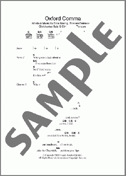 Oxford Comma(Vampire Weekend) 楽譜 ギター（コード） ダウンロード