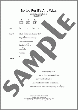 Sorted For E's And Wizz(Pulp) 楽譜 ギター（コード） ダウンロード