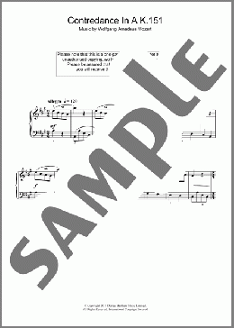 Contredance In A K.151(Wolfgang Amadeus Mozart) 楽譜 ピアノ（ソロ） ダウンロード