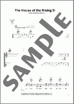 The House Of The Rising Sun(The Animals) 楽譜 ウクレレ（弾き語り） ダウンロード