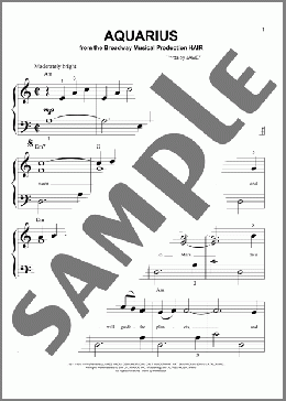 Aquarius(The Fifth Dimension) 楽譜 ピアノ（ソロ） ダウンロード
