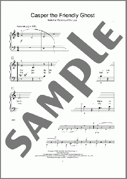 Casper The Friendly Ghost(Mack David/Jerry Livingston) 楽譜 ピアノ（ソロ） ダウンロード