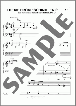 Theme From Schindler's List(John Williams) 楽譜 ピアノ（ソロ） ダウンロード