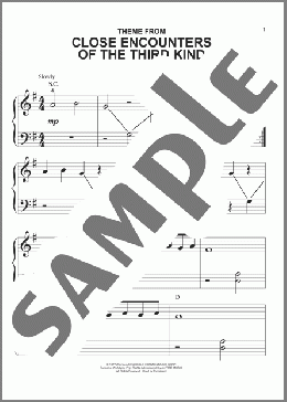 Theme From Close Encounters Of The Third Kind(John Williams) 楽譜 ピアノ（ソロ） ダウンロード