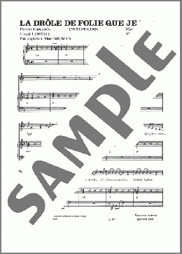 La Drole De Folie Que Je Vis(Mort Shuman) 楽譜 ピアノ & ボーカル ダウンロード