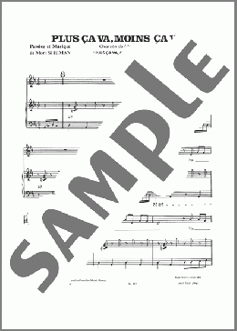 Plus ca Va, Moins ca Va(Mort Shuman) 楽譜 ピアノ & ボーカル ダウンロード