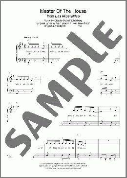 Master Of The House (from Les Miserables)(Boublil and Schonberg) 楽譜 ピアノ（ソロ） ダウンロード