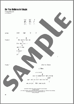 Do You Believe In Magic(Lovin' Spoonful) 楽譜 ウクレレ（コード譜） ダウンロード