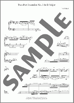 Two-Part Invention No. 3 In D Major(Johann Sebastian Bach) 楽譜 ピアノ（ソロ） ダウンロード