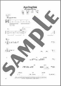 Apologize(Timbaland featuring OneRepublic) 楽譜 ギターリード ダウンロード